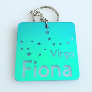 Zodiac star sign personalised key ring, Aquarius, Pisces, Taurus, Aries, Gemini, Cancer, Leo, Virgo, Libra, Scorpio, Sagittarius, Capricorn