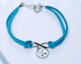 Infinity Initial charm Bracelet, Initial Bracelet, Infinity jewelry for women, leather  bracelet, Personalized Bracelet, Initial Jewelry