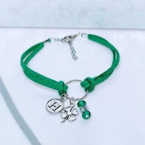 Lucky Charm Bracelet, Four leaf clover Bracelet, Shamrock Charm armband, Lucky Charm, Good Luck sieraden voor vrouwen, lederen bedelarmband