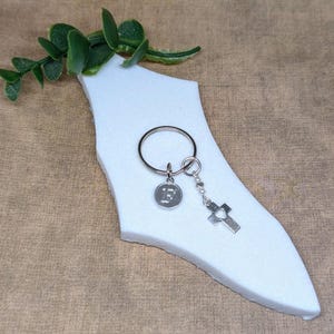 Kreuz Schlüsselring, personalisierter Anfangskreuz Schlüsselring, christlicher Schlüsselring, christliche Schlüsselanhänger, religiöses Geschenk, religiöser Schlüsselring, Glaube