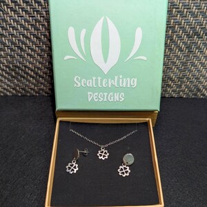 Conjunto de joyas de trébol de cuatro hojas: collar y pendientes de acero inoxidable de la suerte Style 4