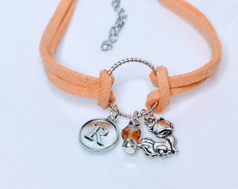 Fox charm Bracelet, Fox Charm, boho jewelry, Animal gift, gifts for her, suede bracelet, faux leather, animal charm bracelet, animal jewelry