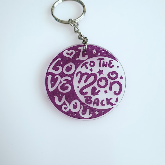 Love you to the moom and back keyring, moon and back key chain, family love  gift keyring, gift for mom or dad, gift for daughter or son