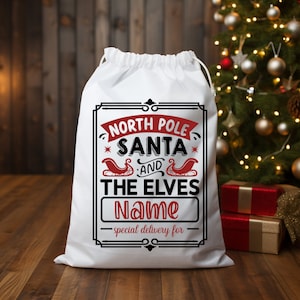 Santa Special Delivery Personalized Santa Sack - Custom Christmas Gift Bag with Printed Name
