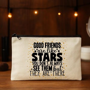 Good Friends are Like Stars Cosmetic Makeup Canvas Zipper Bag