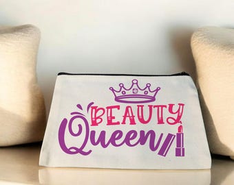 Sac à fermeture éclair en toile de maquillage pour reine de beauté