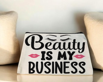 La beauté, c'est mon affaire, jolie trousse de maquillage en toile à fermeture éclair