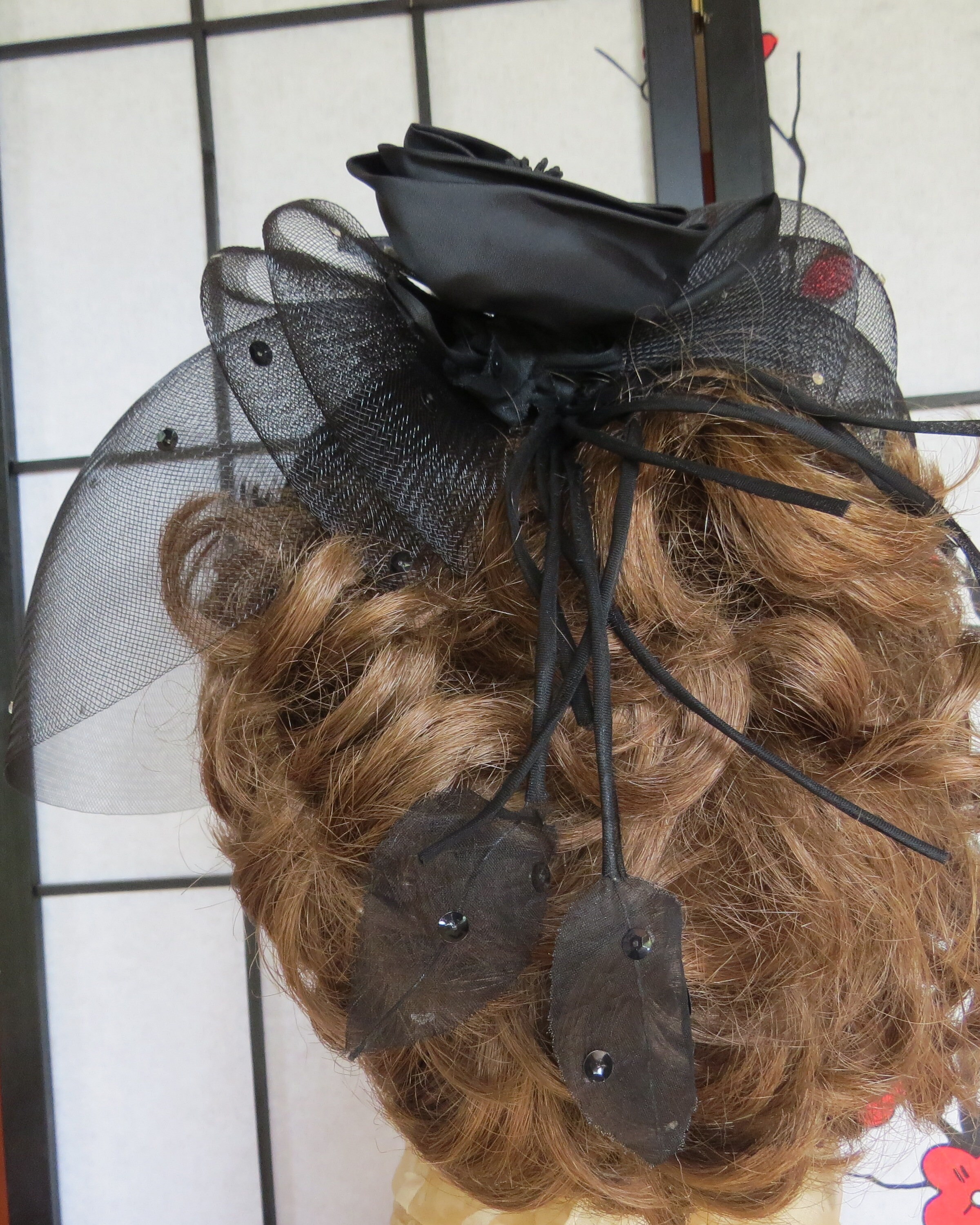 Vintage Whittall & Shon Gold Black Fascinator Hat Sequin Veil Headpiece Whittall and Shon Hat - Etsy main image 2