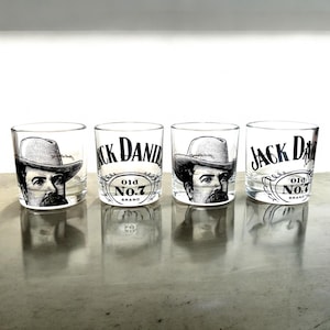 Jack Daniel’s Old No. 7 Rocks Glasses – Set of 2 – Face Logo & Script Design – NWOT Barware – Whiskey Lover Gift – USA Made – 3.25” Tall