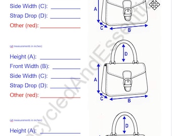 Reseller Listing Sheets - Purses and Bags - Batch Listing Tool - Size Guide - Poshmark Ebay Etsy Depop Marketplace