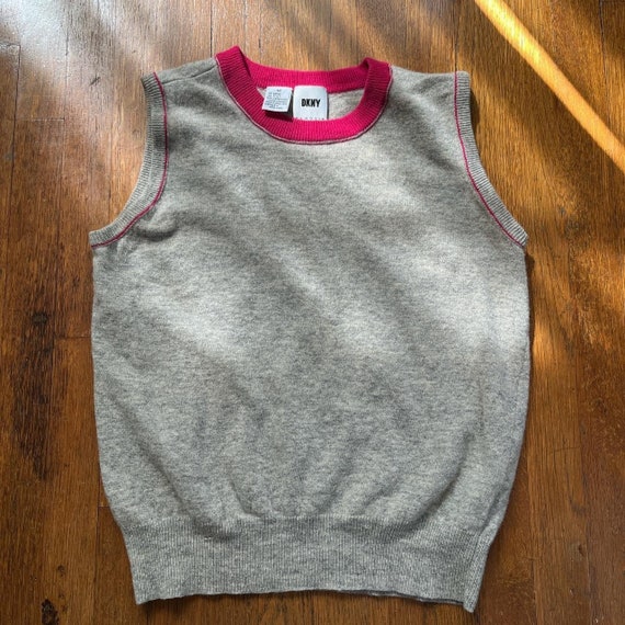 Vintage DKNY Classic Grey/Pink Sweater vest - image 1