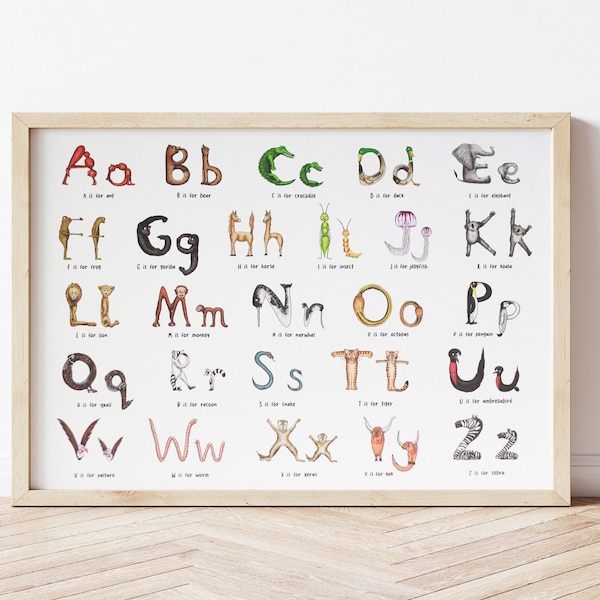 Animal Alphabet poster A2 size -  23.4x16.5inches