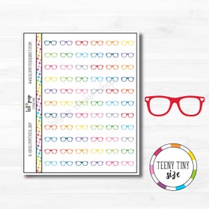 Stickers minuscules petits verres pour agenda, Erin Condren, Happy Planner, TN, format personnel, étude, lecture, travail, docteur, mat ou brillant