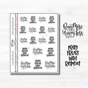 Mini autocollants Pray More pour n'importe quel agenda ou journal, Erin Condren, Happy Planner, Bullet Journal, Faith Church, mat ou brillant