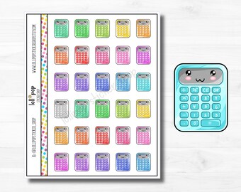 Kawaii Calculator Planner Stickers for Any Planner, Erin Condren, Happy Planner, TN, Taxes,Homework, School, Test, Matte or Glossy