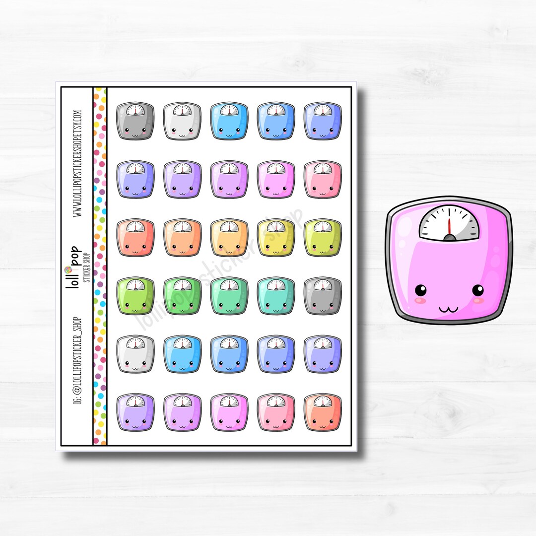 Fun Scale Stickers Kawaii Scale Planner Stickers: Fitness, Weight Loss (matte or Glossy ...