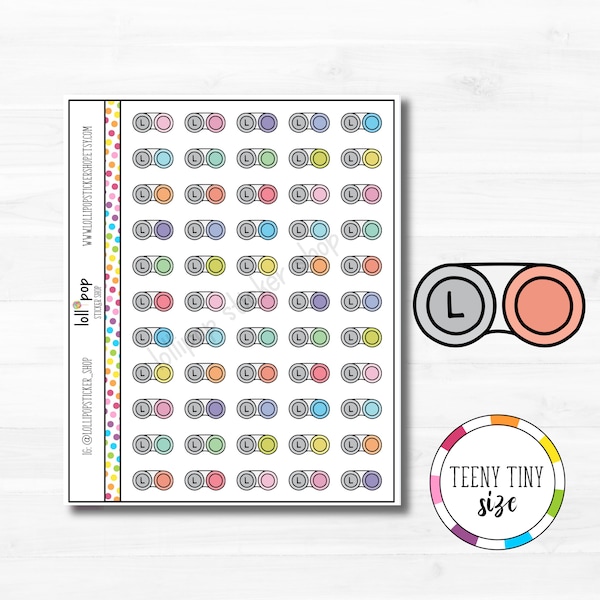 Teeny Tiny Contact Lens Case Planner Stickers for Any Planner, TN, Erin Condren, Happy Planner, Change Contacts, Matte or Glossy