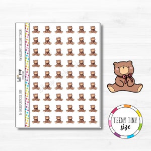 Stickers minuscules ours en peluche pour agenda, Erin Condren, Happy Planner, TN, enfant, enfant, petit-enfant, bouché, mat ou brillant