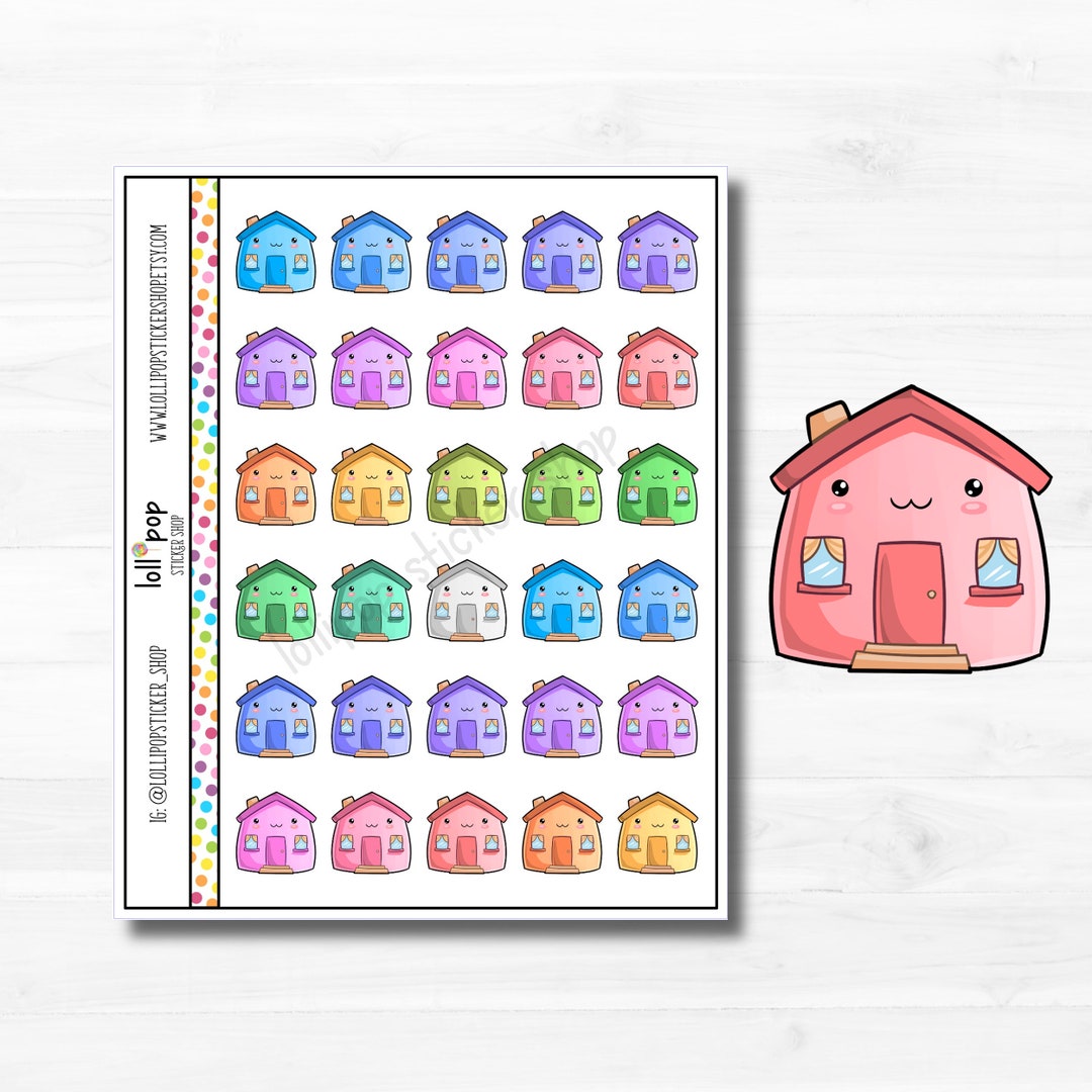 Kawaii House Planner Stickers for Any Planner, Erin Condren, Happy ...