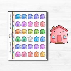 Stickers planificateur de maison kawaii pour n'importe quel planificateur, Erin Condren, Happy Planner, TN, maison, loyer, hypothèque, facture à payer, mat ou brillant
