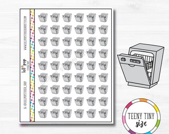 Teeny Tiny Dishwasher Planner Stickers for Any Planner, TN, Personal Size, Dish Washer, Dishes, Erin Condren, Happy Planner, Matte or Glossy