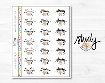 Study Text Planner Stickers for Any Planner, Erin Condren, Happy Planner, TN, School, Lettering, Matte or Glossy