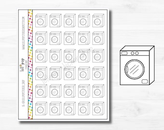 Doodle Black & White Washer Planner Stickers for Any Planner, Laundry Day, Chores, Erin Condren, Happy Planner TN, Matte or Glossy