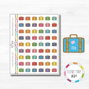 Autocollants minuscules de planificateur de valise pour n'importe quel agenda ou journal, voyage, vacances, voyage sur la route, TN, Erin Condren Happy Planner mat brillant