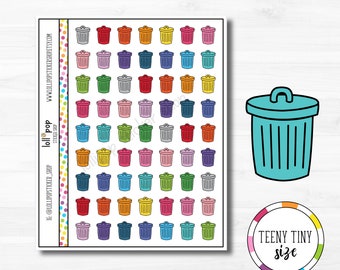 Teeny Tiny Trash Can Planner Stickers for Any Planner, Garbage Day, Erin Condren, TN, Happy Planner, Personal Size, Matte or Glossy