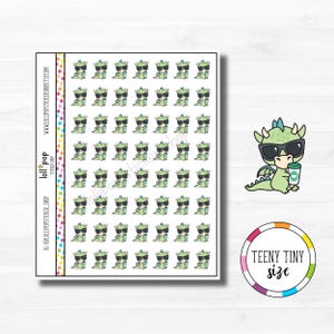 Autocollants de planificateur de personnage Teeny Tiny Dragon Coffee pour n'importe quel agenda, Erin Condren, Happy Planner, Chill, Morning, Mat ou Glossy