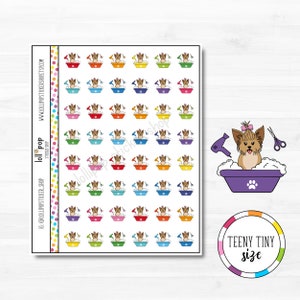Autocollants de toilettage pour petits chiens pour tous les agendas, Erin Condren, Happy Planner, TN, bain pour chien, toiletteur, animal de compagnie, mat ou brillant