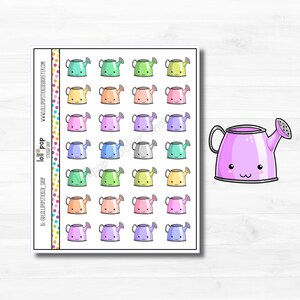 Kawaii Watercan Planner autocollants pour tout planificateur, Erin Condren, Happy Planner, TN, Arrosez les plantes, jardin, mat ou brillant