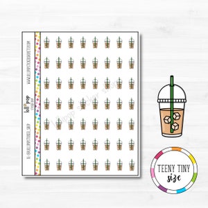 Petits autocollants d'agenda pour tous les agendas, Erin Condren, Happy Planner, TN, café glacé, thé sucré, infusion à froid, mat ou brillant