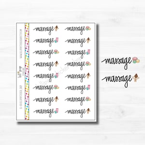 Massage Text Planner Stickers for Any Planner, Erin Condren, Happy Planner, TN, Relax, Spa, Lettering, Matte or Glossy