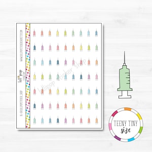 Stickers minuscules de planificateur de seringue pour n'importe quel agenda, Erin Condren, Happy Planner, TN, vaccin, aiguille, insuline, FIV, mat ou brillant
