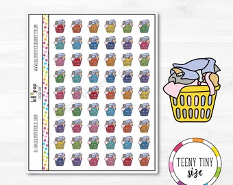Teeny Tiny Laundry Basket Planner Stickers for Any Planner, Laundry Day, Erin Condren, TN, Happy Planner Matte or Glossy Quick Ship