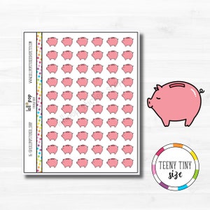 Stickers minuscules tirelire tirelire pour tous les agendas, Erin Condren, Happy Planner, TN, format personnel, jour de paie, factures, banque, mat, brillant