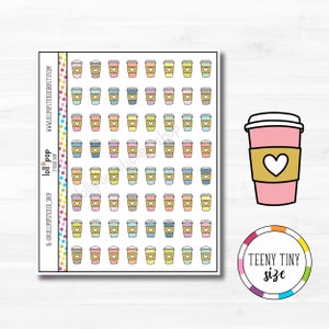 Stickers minuscules minuscules de planificateur de tasse de café pour n'importe quel agenda, TN, Erin Condren, heureux planificateur, thé, café au lait, mat ou brillant, prêts à expédier
