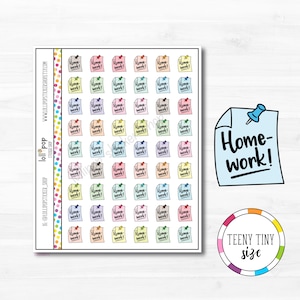 De minuscules autocollants pour agenda de devoirs pour n'importe quel agenda, Erin Condren, Happy Planner, TN, rappel, travail scolaire, mat ou brillant