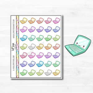 Autocollants Kawaii Laptop Computer Planner pour tout planificateur, Erin Condren, Happy Planner, TN, School, Work, Internet, Matte or Glossy