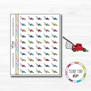 Autocollants minuscules d'agenda de tondeuse à gazon pour n'importe quel agenda, Erin Condren, Happy Planner, TN, taille personnelle, travaux de jardinage, entretien, mat ou brillant