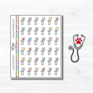 Stickers Doodle Vet Appointment Planner pour tous les agendas, Erin Condren, Happy Planner TN, Hobonichi, chien, chat, animal de compagnie, mat ou brillant