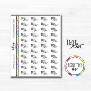 I Got This Teeny Tiny Text Planner Stickers pour n'importe quel planificateur ou journal, lettrage, script, EC, Happy Planner, mat ou brillant