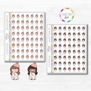 Stickers agenda petite fille petite fille malade pour n'importe quel agenda, Erin Condren, Happy Planner, mat ou brillant