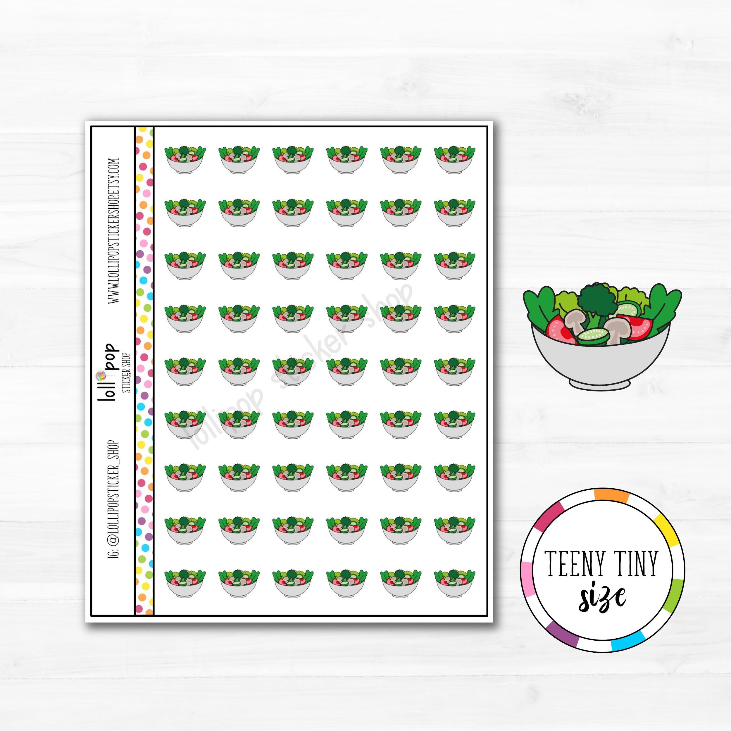 Teeny Tiny Salad Planner Stickers for Any Planner, TN, Erin Condren, Happy Planner, Lunch, Brunch, Matte or Glossy, Ready to Ship