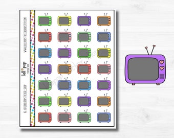 Doodle TV Planner Stickers for Any Planner, Television, Binge Show, Reminder, Stream, Movie, Erin Condren, Happy Planner TN, Matte or Glossy