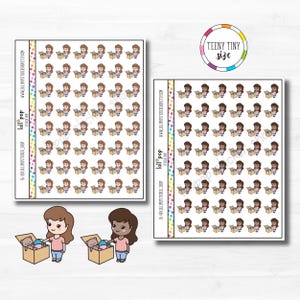 Autocollants de planificateur de caractère d'emballage/de désencombrement pour toute petite fille pour n'importe quel agenda, Erin Condren, Happy Planner, mat ou brillant
