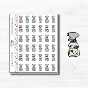 Doodle Spray Cleaner Planner Stickers for Any Planner, Erin Condren, Happy Planner TN, Matte or Glossy, Quick Ship