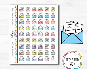 Teeny Tiny Pay Bills Planner Stickers for Any Planner, Erin Condren, Happy Planner, TN, Bill Due, Mail, Bank, Matte or Glossy