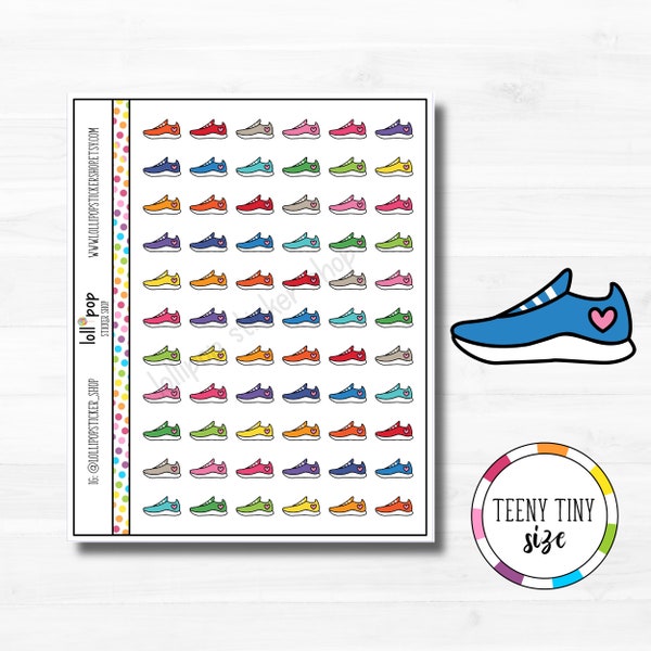 Teeny Tiny Running Shoe Planner Stickers for Any Planner, Erin Condren, Happy Planner, TN, Sneaker, Jogging, Tennis, Steps, Gym, Exercise